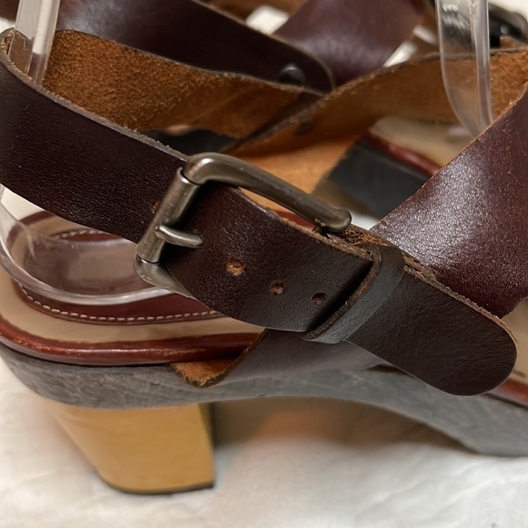 Marni T Strap Brown Leather Platform Sling Back Sandals Size EU 40 US 10 - Picture 6 of 12